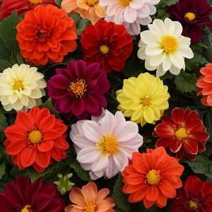 Dahlia variabilis dwarf Amadeus mix 